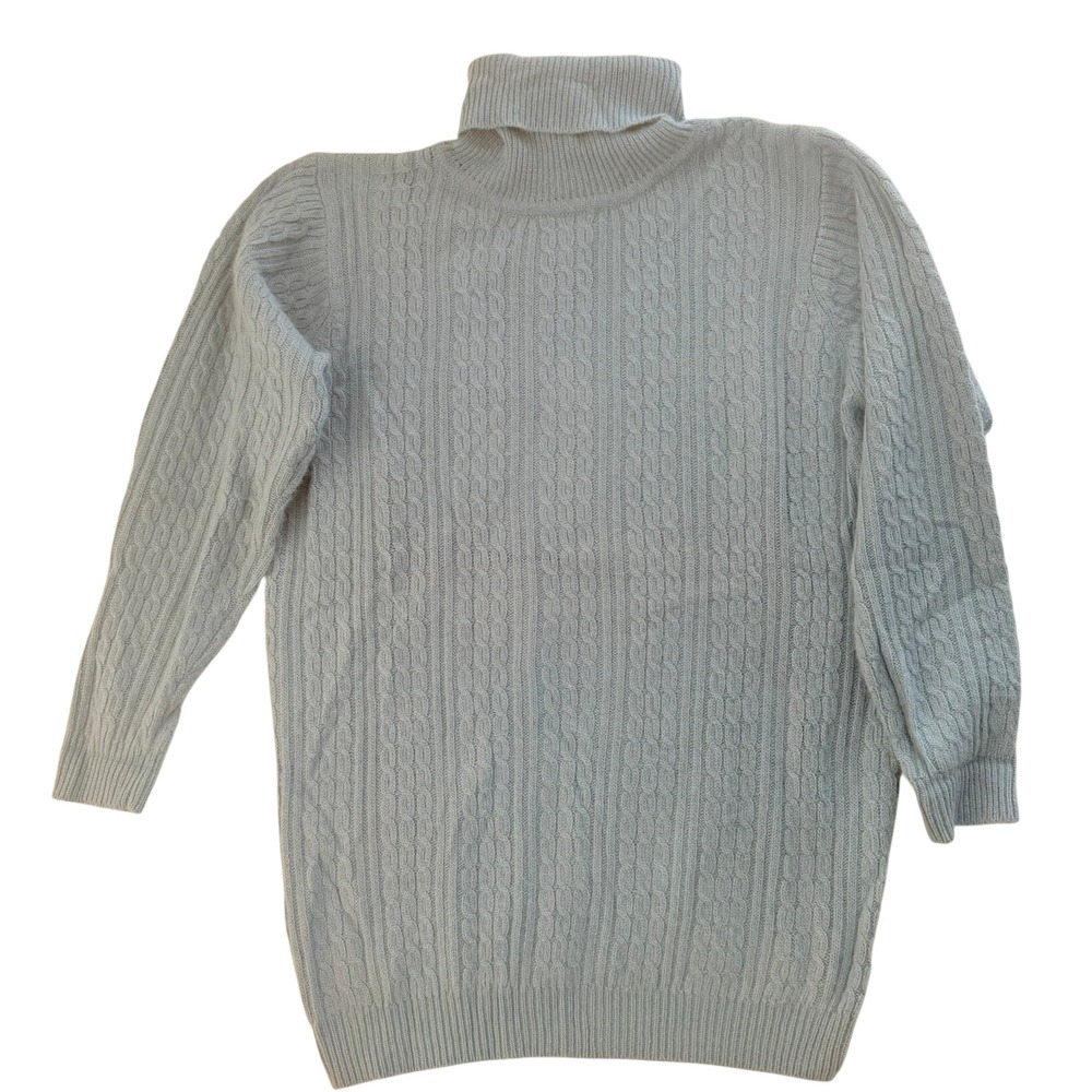 Petite Sophisticate Turtleneck Sweater Womens Small Blue Excellent Angora Wool